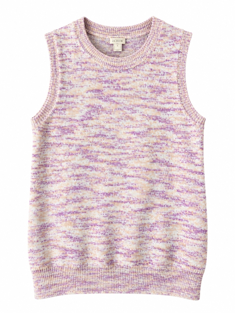J.Crew Factory Lavender Marled Sweater Vest M Linen Cotton Knit Preppy Coastal